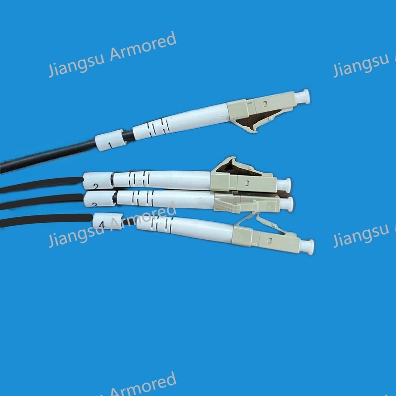 4 Core MM Armored Fiber Jumpers Patch Cord 80m MTRJ LC 5.0mm Black LSZH