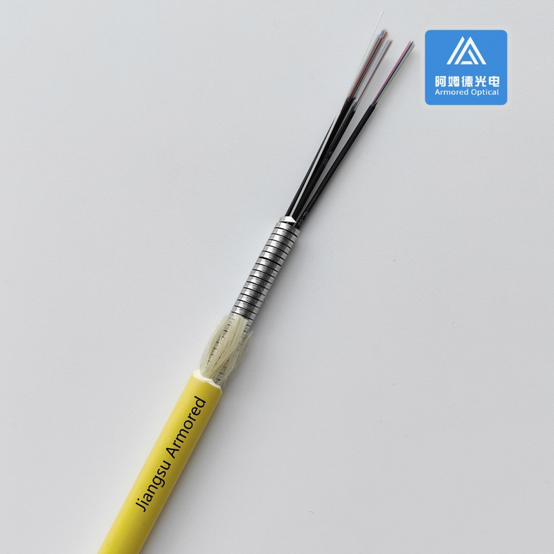 8.5mm Micro 48 Core Armored Optical Fiber Cable SM Spiral Yellow LSZH
