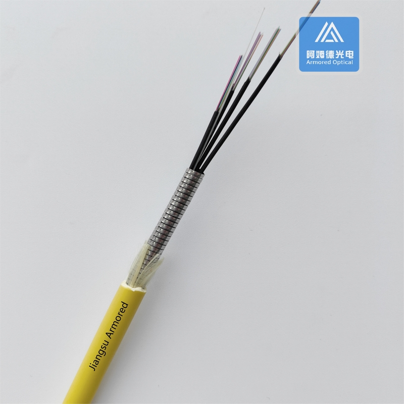 8.5mm Micro 48 Core Armored Optical Fiber Cable SM Spiral Yellow LSZH