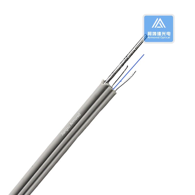 Simplex SM  Flat Drop Cable 5.0x2.0mm Grey LSZH  Steel Wire Indoor Fiber Cable