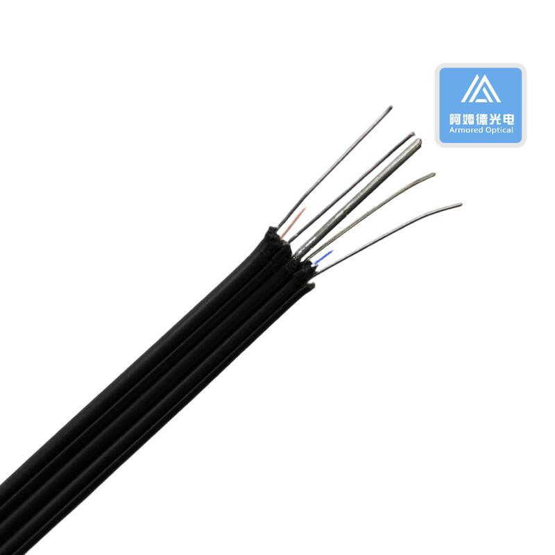 Duplex SM  Flat Drop Cable 8.2x2.0mm Black LSZH  Steel Wire Indoor Fiber Cable